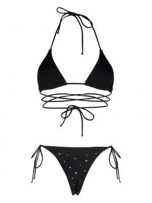 Bikini à imprimé en cristal Alessandra Rich noir