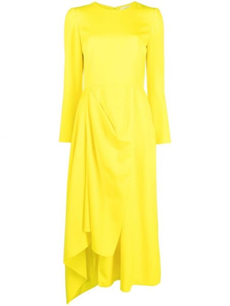 Midi haljina s draperijom Alexander Mcqueen žuta