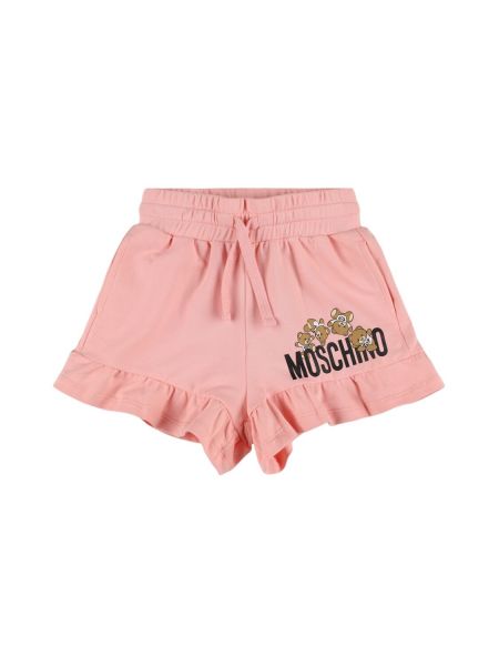 Shorts i bomull för tjejer Moschino rosa