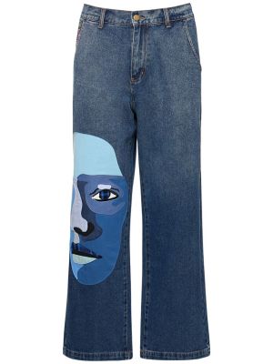 Bavlnené džínsy s rovným strihom Kidsuper Studios modrá