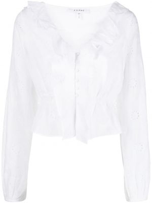 Блуза с v-образно деколте Frame бяло