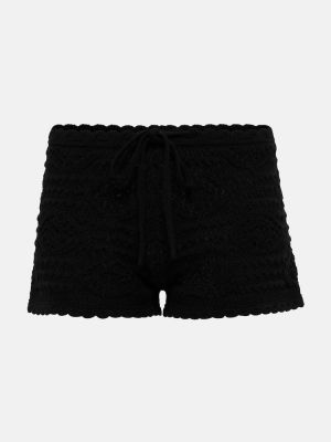 Pantaloni scurți de lână Saint Laurent negru