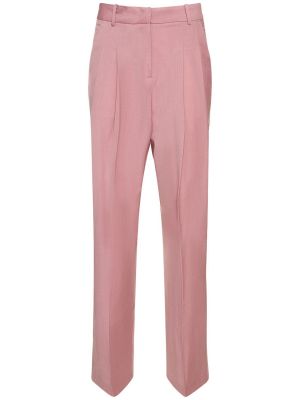 Pantaloni cu talie înaltă cu croială lejeră plisate The Frankie Shop roz