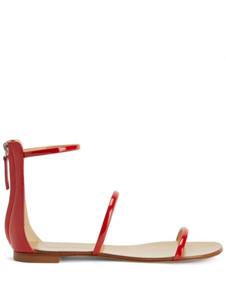 Kožené sandály bez podpatku Giuseppe Zanotti červené