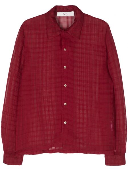 Chemise à carreaux transparente Séfr rouge