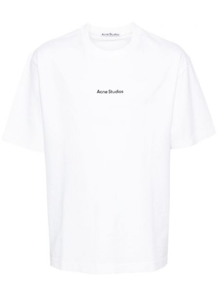 T-shirt en coton à imprimé Acne Studios blanc