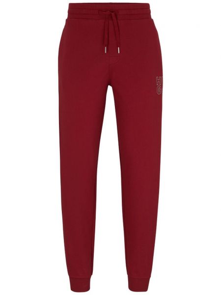 Spodnie bawełniane z nadrukiem Hugo czerwone