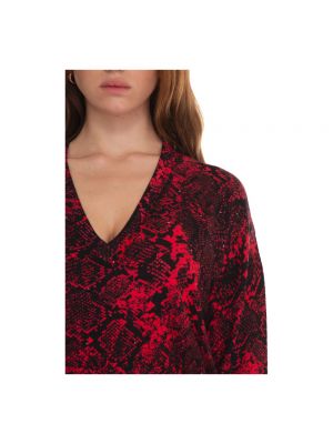 Jersey de cuero con escote v de tela jersey Liu Jo rojo