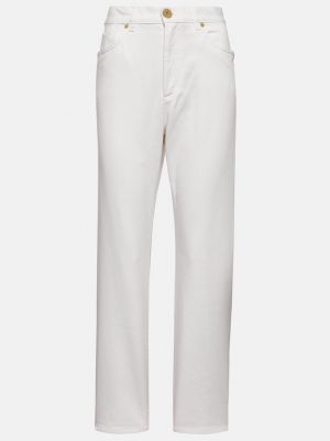 Прямые джинсы с высокой талией Balmain белые