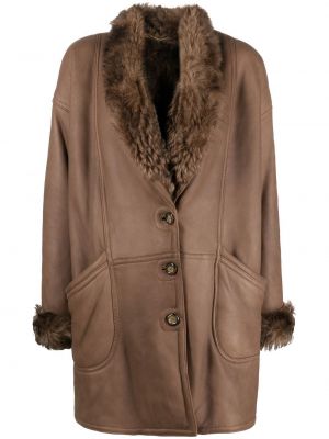 Manteau de fourrure en cuir A.n.g.e.l.o. Vintage Cult marron