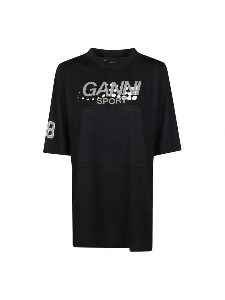Mesh t-shirt Ganni schwarz