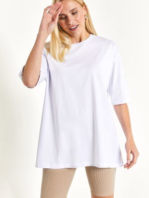 Oversized tričko s kulatým výstřihem Armonika bílé