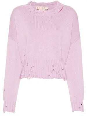 Пуловер с протрити краища Marni розово
