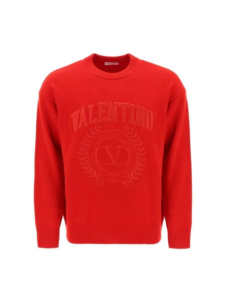 Haftowany sweter Valentino Garavani czerwony