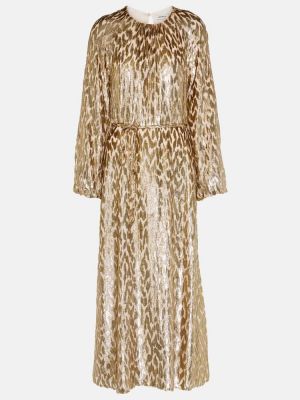 Robe mi-longue à imprimé à imprimé léopard Simkhai doré