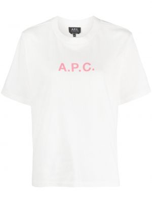 Bílé bavlněné tričko s potiskem A.p.c.