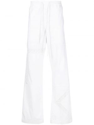 Памучни панталон с дантела Marine Serre бяло