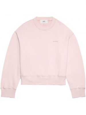 Medvilninis siuvinėtas džemperis Ami Paris rožinė