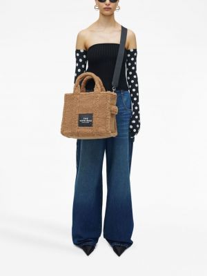 Shopper kabelka s kožíškem Marc Jacobs hnědá