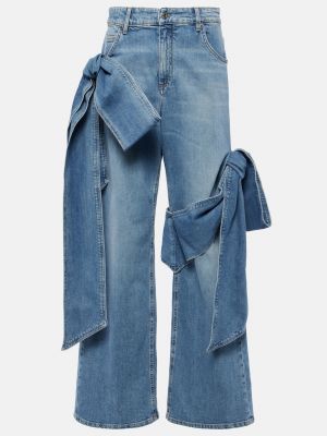 Прямые джинсы с бантом с высокой талией Blumarine серые
