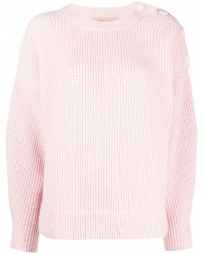 Sweter na guziki z kaszmiru Yves Salomon różowy