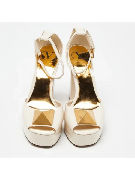 Sandalias de cuero retro Valentino Vintage beige