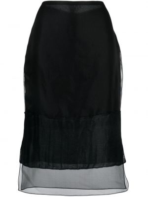 Priehľadná hodvábna sukňa Khaite čierna
