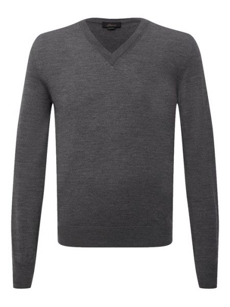 Шерстяной пуловер Brioni серый