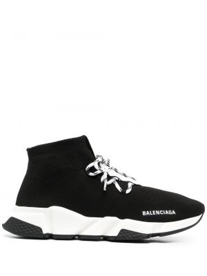 Кружевные кроссовки на шнуровке Balenciaga, черные