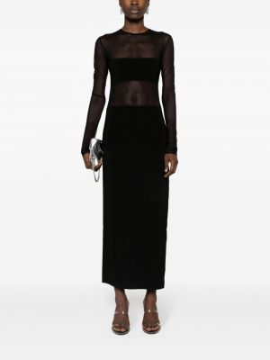 Průsvitné dlouhé šaty Norma Kamali černé