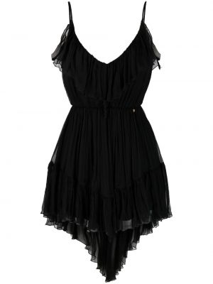 Асиметрична копринена мини рокля Nissa черно