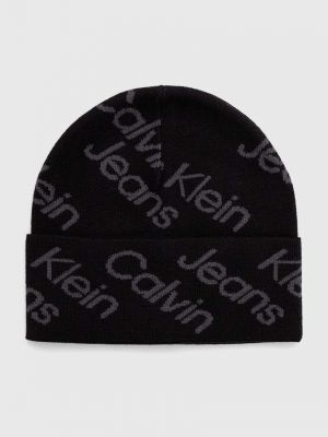 Czarna dzianinowa czapka bawełniana bawełniana Calvin Klein Jeans