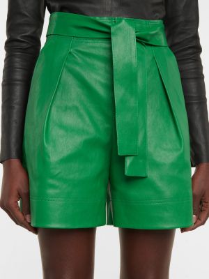 Plisované kožené šortky Stouls zelená
