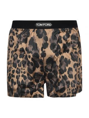 Seiden boxershorts mit leopardenmuster Tom Ford braun
