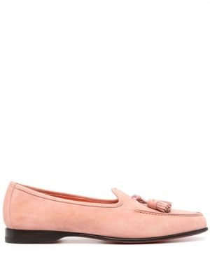 Pantofi loafer din piele de căprioară Santoni roz