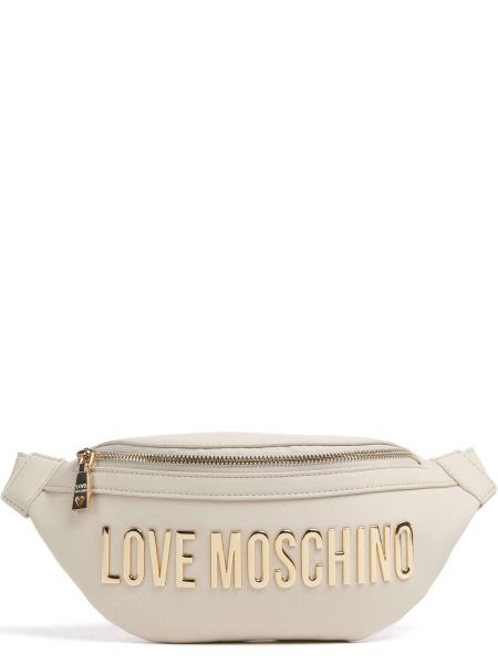 Кожаная поясная сумка из искусственной кожи Love Moschino бежевая
