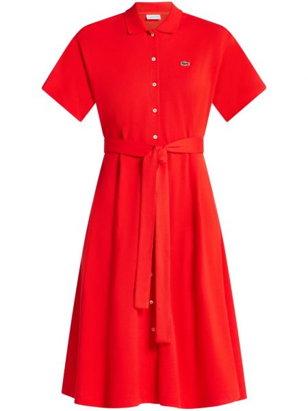 Памучна рокля Lacoste червено