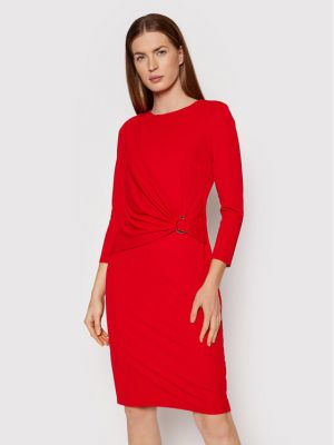 Коктейлна рокля slim Lauren Ralph Lauren червено