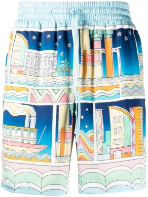 Seiden shorts mit print Casablanca blau
