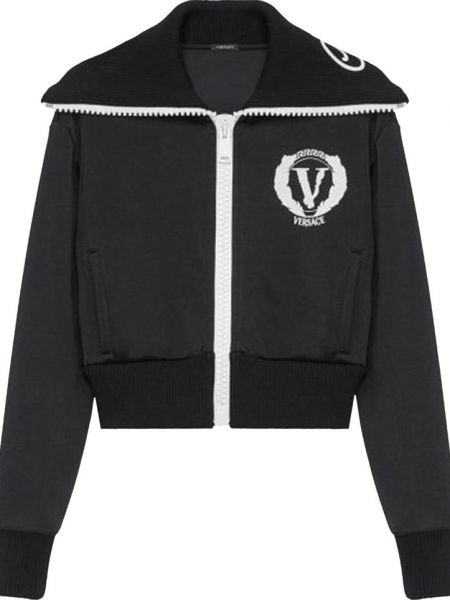 Куртка с вышивкой Versace черная