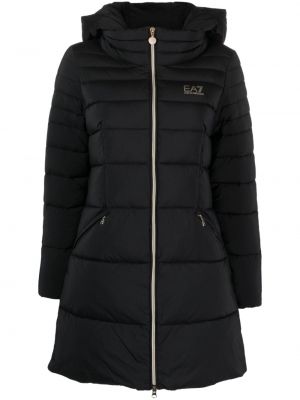 Παλτό με κουκούλα με σχέδιο Ea7 Emporio Armani μαύρο