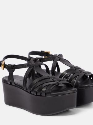 Kožené sandále na platforme See By Chloã© čierna