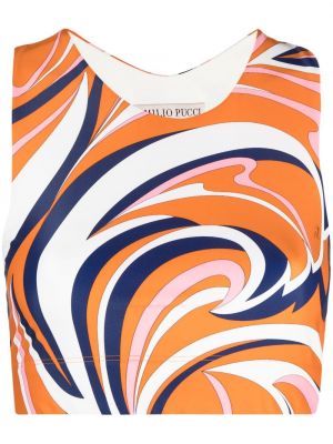 Top con estampado con estampado abstracto Emilio Pucci naranja