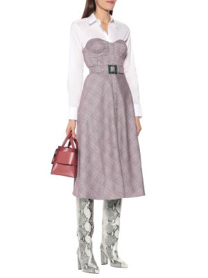 Карирана миди рокля Rotate Birger Christensen розово