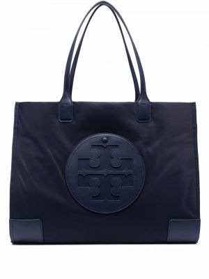 Lær shoppingbag Tory Burch blå