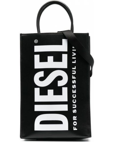 Shopper kabelka s potiskem Diesel černá
