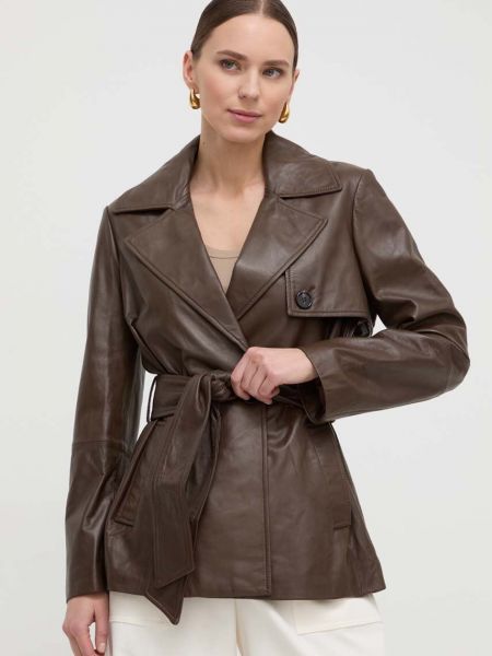 Шкіряна куртка Marella коричнева