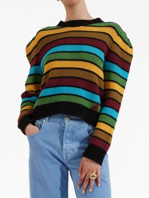 Dzianinowy sweter w paski La Doublej zielony