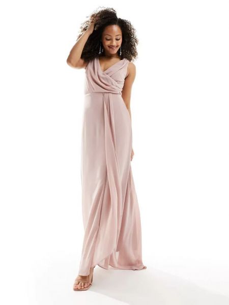 Шифоновое длинное платье Tfnc розовое