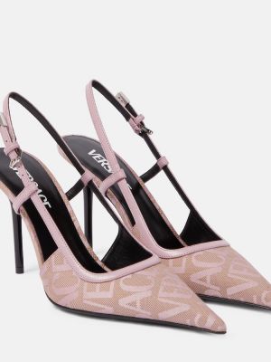 Полуотворени обувки с отворена пета Versace розово